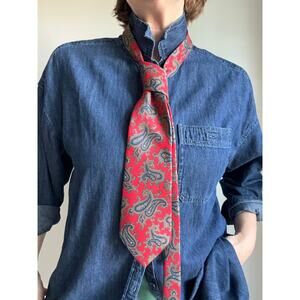 Vintage Christian Dior Silk Tie Red Printed Classic Accessory Made in Italy